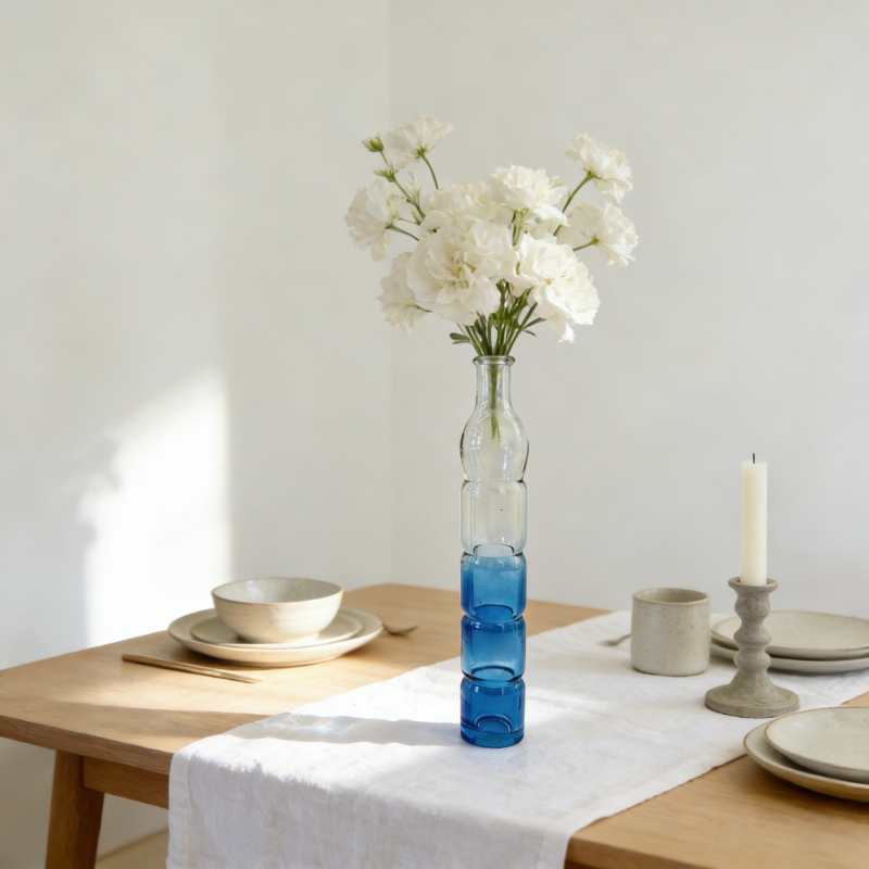 Modern Stacked Gourd Glass Bud Vase