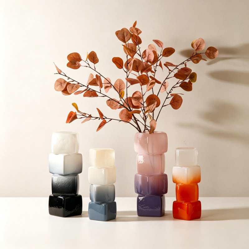 Stacked Ombre Glass Vases