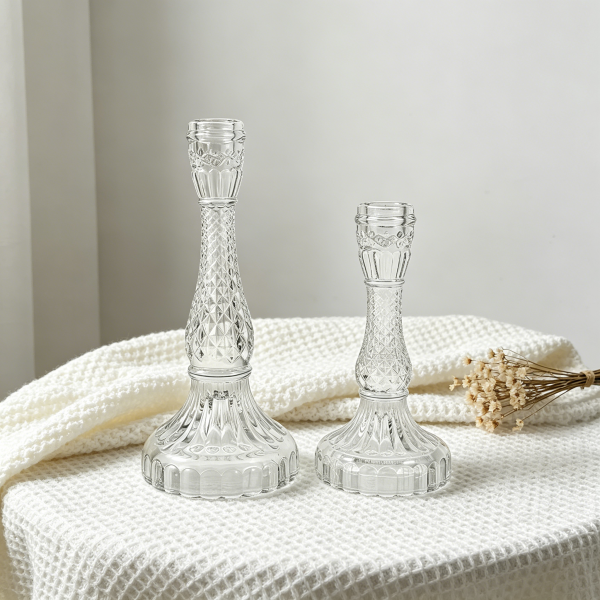 Artisanal Cut Glass Taper Candle Holder
