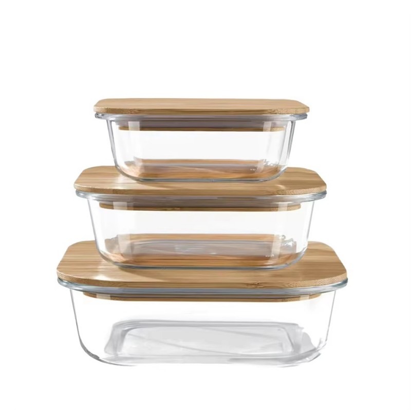 Eco-Friendly Glass Food Storage Jars with Bamboo Lids Set