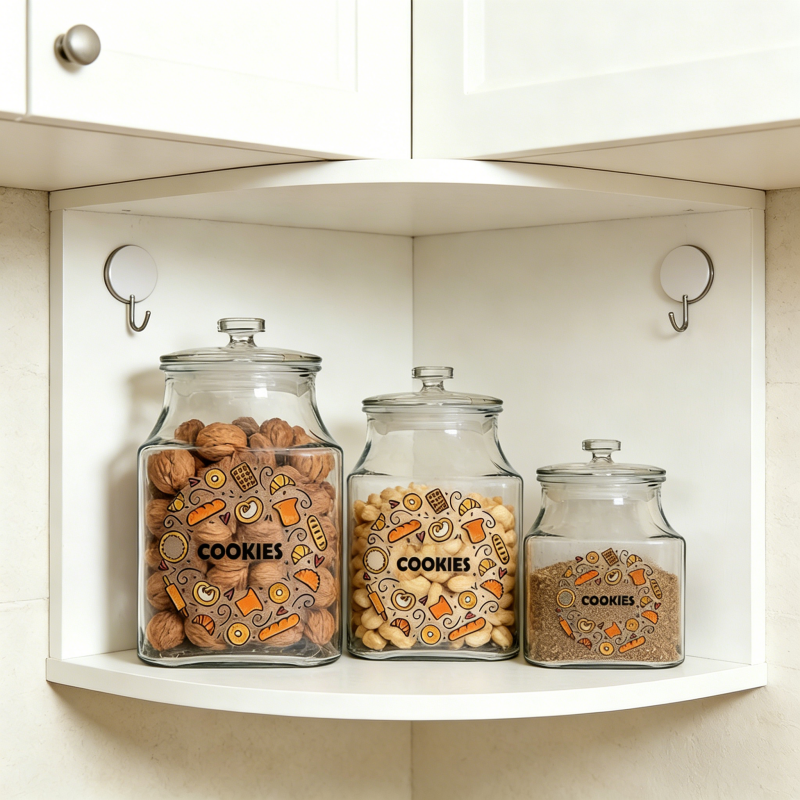 The Artisanal Collection: Square Graphic Glass Cookie & Pantry Storage