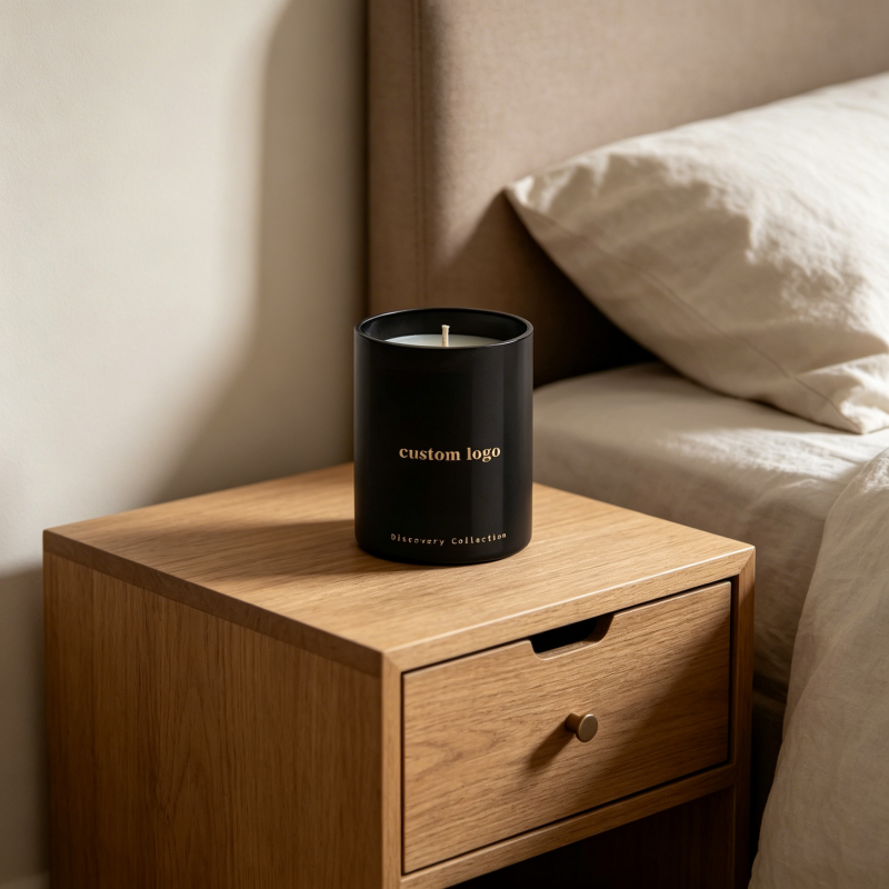 Modern Minimalism: Custom Matte Black Glass Jars with Precision Gold Etching