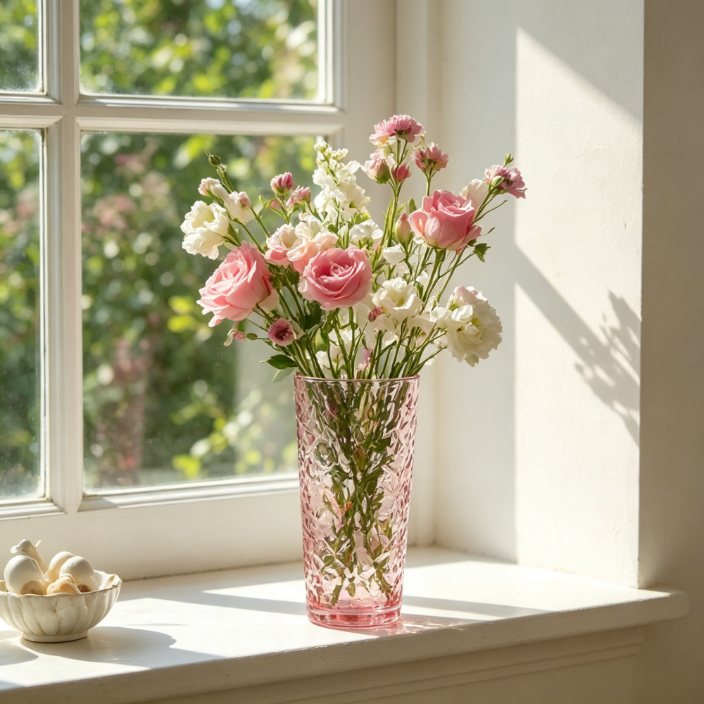 Modern Hammered Clear Glass Vase