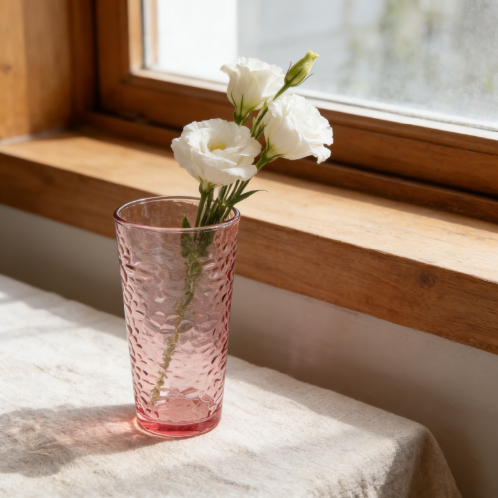 Modern Hammered Clear Glass Vase