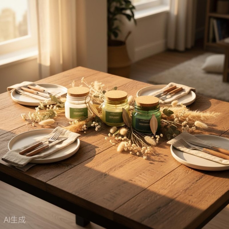 Wholesale Green Soda-lime Glass Candle Jar with Cork Lid