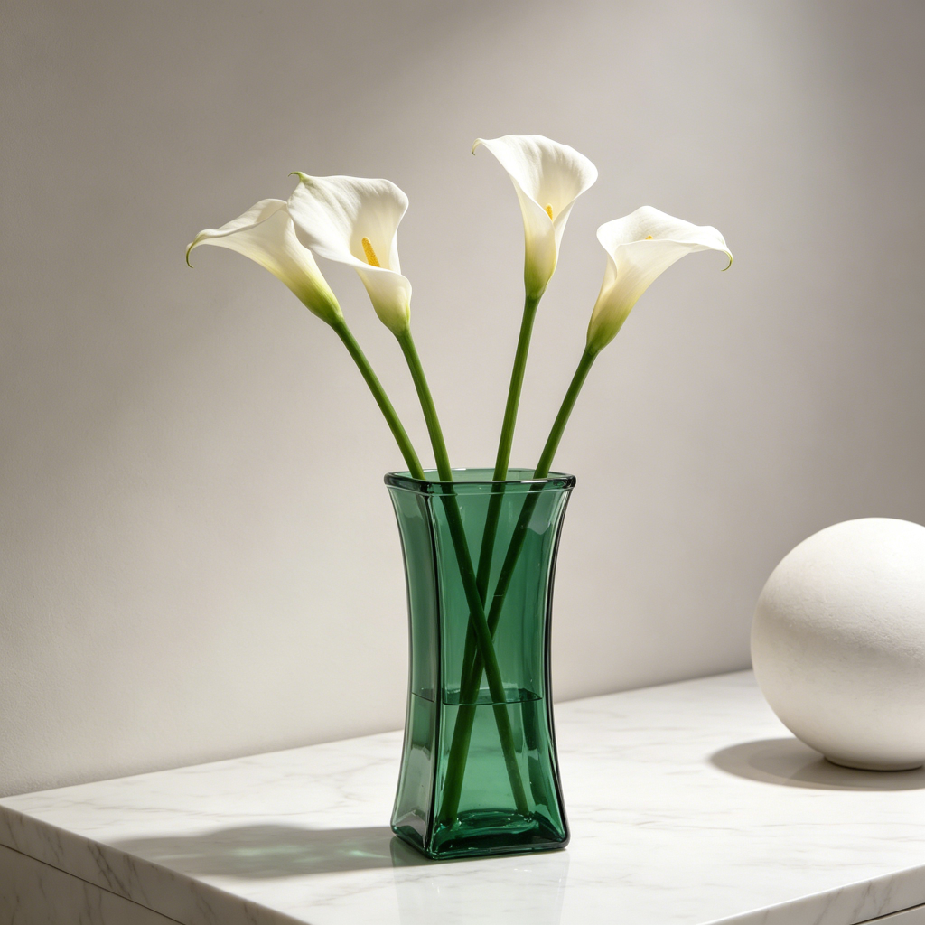 Modern Square Waisted Glass Vase (22x11cm) – Premium Soda-Lime